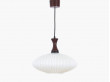 Mid-Century Modern scandinavian pendant lamp in teak and opal