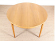 Mid-Century  modern  round dining table in oak by Erik Riisager-Hansen 4/10 seats.