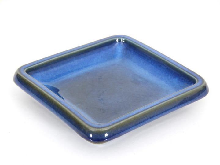 Plat carré en ceramique bleue