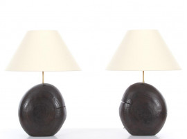 pair of lamps in burned wood