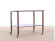 Danish mid-century modern serving cart in teak