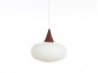 Mid-Century Modern scandinavian pendant lamp in teak and opal