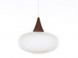 Mid-Century Modern scandinavian pendant lamp in teak and opal