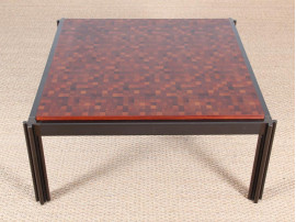 table basse scandinave carrée en marqueterie