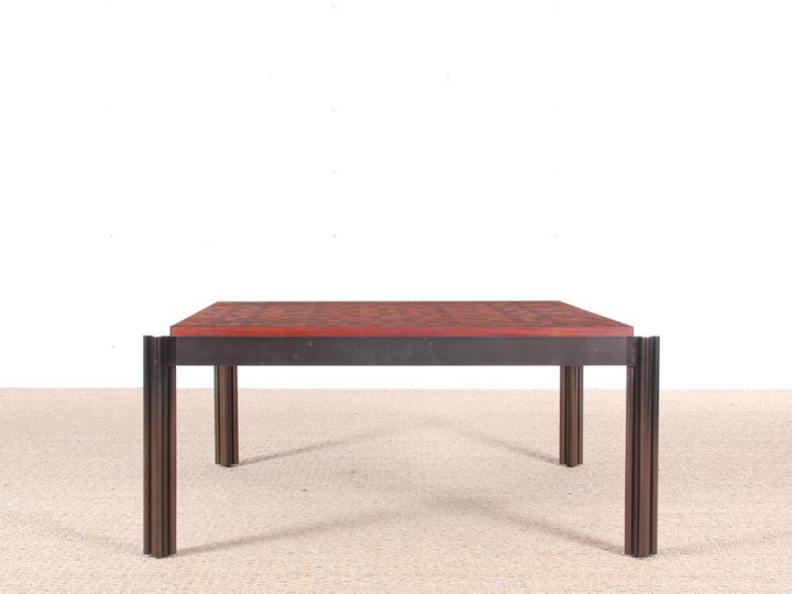 table basse scandinave carrée en marqueterie