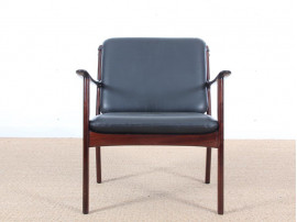 Mid-Century Modern Danish  lounge chair in mahogany model PJ 112 by Ole Wanscher