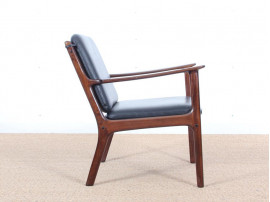 Mid-Century Modern Danish  lounge chair in mahogany model PJ 112 by Ole Wanscher