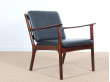 Mid-Century Modern Danish  lounge chair in mahogany model PJ 112 by Ole Wanscher