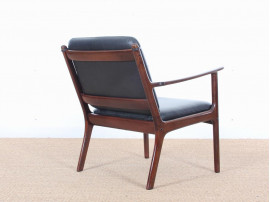 Mid-Century Modern Danish  lounge chair in mahogany model PJ 112 by Ole Wanscher