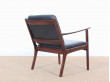 Mid-Century Modern Danish  lounge chair in mahogany model PJ 112 by Ole Wanscher