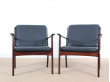 Mid-Century Modern Danish  lounge chair in mahogany model PJ 112 by Ole Wanscher