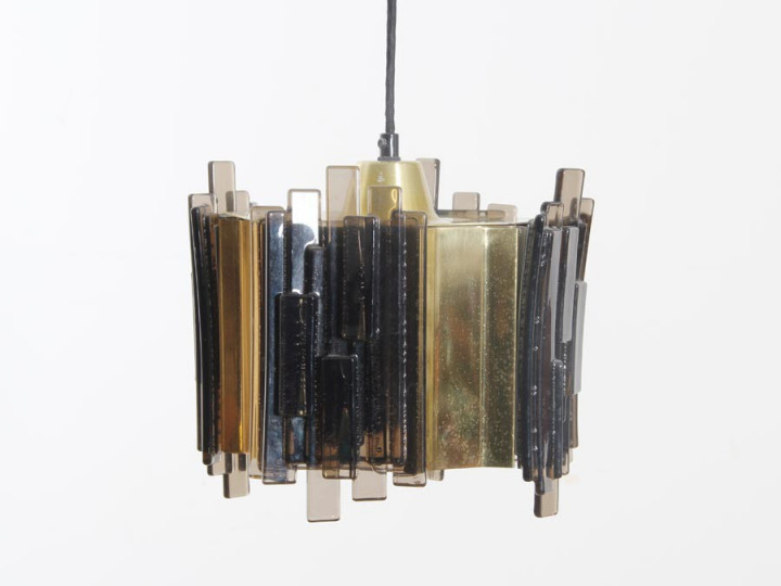 Suspension scandinave en pate de verre et laiton