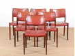 Mid-Century danish set of 6 chairs in Rio rosewood by Niels Møller