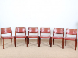 Mid-Century danish set of 6 chairs in Rio rosewood by Niels Møller