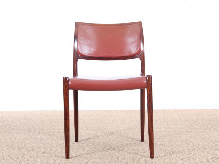 Mid-Century danish set of 6 chairs in Rio rosewood by Niels Møller