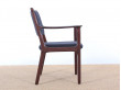 Mid-Century  modern  pair of arm chairs in mahogany model PJ-412 by Ole Wanscher