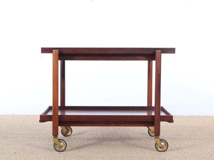 Mid-Century danish serving cart in Rio rosewood by Poul Hundevad