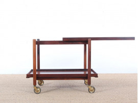 Mid-Century danish serving cart in Rio rosewood by Poul Hundevad