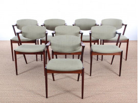 Mid-Century danish set of  8 Kai Kristiansen rosewood chairs, model 42