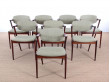 Suite de 6 chaises scandinaves en palissandre de Rio modele 42