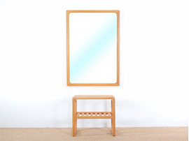 Mid-Century danish bench and mirror in solid oak