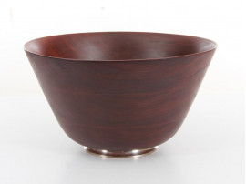 Mid-Century danish teak bol with silver base