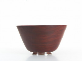 Mid-Century danish teak bol with silver base