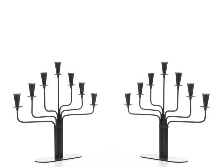 Mid-Century modern pair of Ystad Metall, Gunnar Ander candelabras 