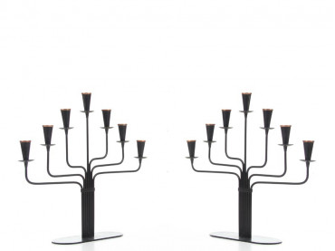 Mid-Century modern pair of Ystad Metall, Gunnar Ander candelabras 