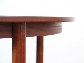 Table de repas scandinave ronde en teck 4/6 pers.  