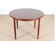 Table de repas scandinave ronde en teck 4/6 pers.  