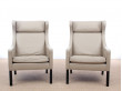 Mid-Century  modern  pair of Wing Chairs 2204 by Borge Mogensen