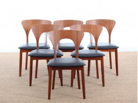 Mid-Century Modern Danish 6 Peter Chairs set  in teak  by Niels Koefoed 