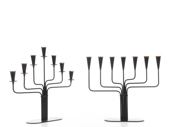 Mid-Century modern pair of Ystad Metall, Gunnar Ander candelabras 