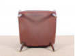 Fauteuil scandinave en cuir cognac