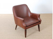 Mid-Century  modern scandinavian lounge chair in cognac leather