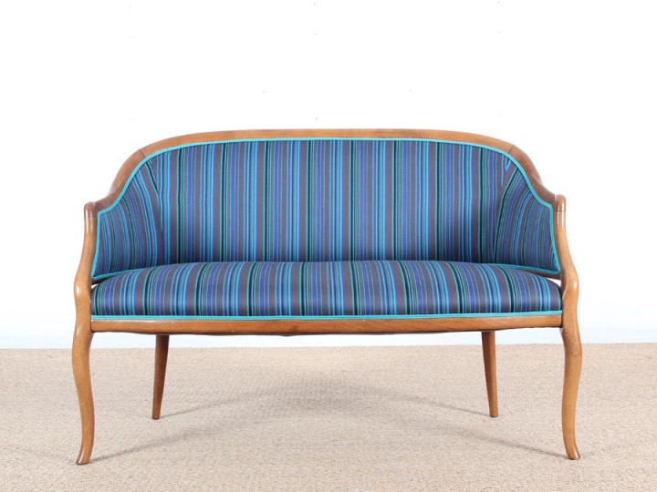 Mid-Century  modern scandinavian sofa 2 seats in mahogany