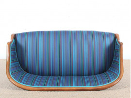 Mid-Century  modern scandinavian sofa 2 seats in mahogany