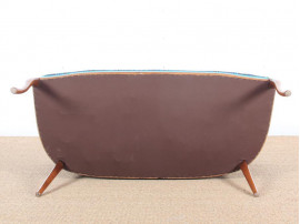 Mid-Century  modern scandinavian sofa 2 seats in mahogany