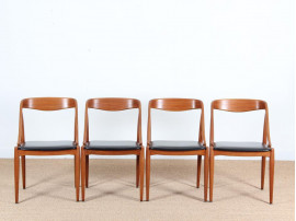 Mid-Century Modern scandinavian set of 4 chairs in teak by Johannes Andersen