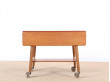 Table scandinave d'appoint à roulette et rabas 