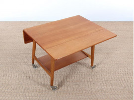 Table scandinave d'appoint à roulette et rabas 