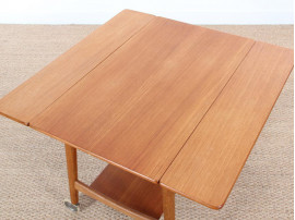 Table scandinave d'appoint à roulette et rabas 