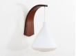 Mid-Century  modern pair of wall lamp in teak and opal