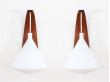 Mid-Century  modern pair of wall lamp in teak and opal