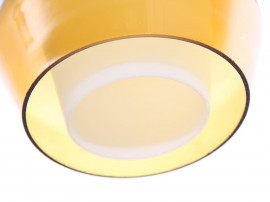  Suspension scandinave en teck, opale et verre coloré