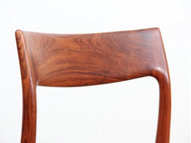 Mid century modern set of six Rio rosewood Dining Chairs by Niels Moller N°77