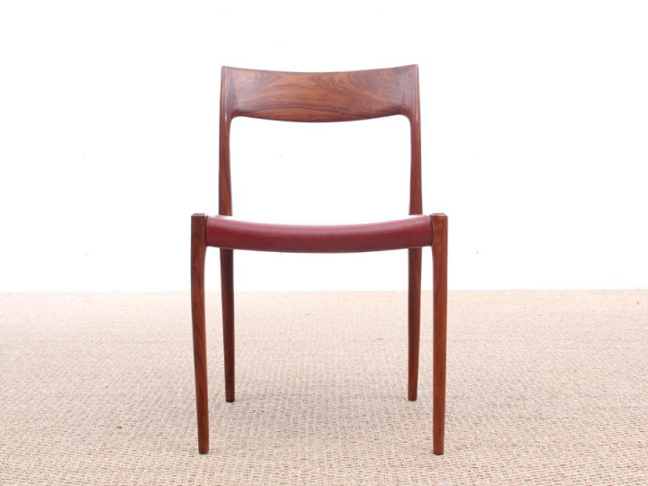 Mid century modern set of six Rio rosewood Dining Chairs by Niels Moller N°77