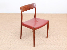 Mid century modern set of six Rio rosewood Dining Chairs by Niels Moller N°77