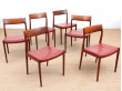 Mid century modern set of six Rio rosewood Dining Chairs by Niels Moller N°77